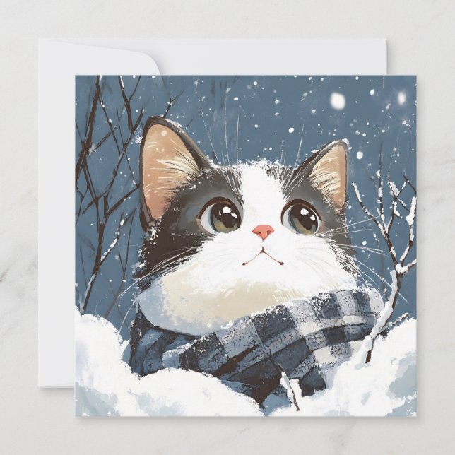 Cute cat cozy winter snow (Voorkant)