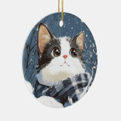 Cute cat cozy winter snow keramisch ornament (Rechts)