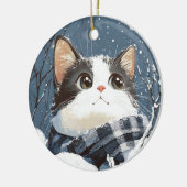 Cute cat cozy winter snow keramisch ornament (Links)