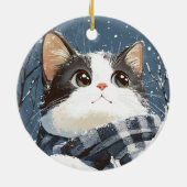 Cute cat cozy winter snow keramisch ornament (Achterkant)