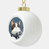 Cute cat cozy winter snow keramische bal ornament (Rechts)