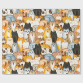 Cute Cat Crowd Wrapping Paper for Cat Lovers Cadeaupapier (Vlak)
