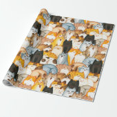 Cute Cat Crowd Wrapping Paper for Cat Lovers Cadeaupapier (Uitgerold)