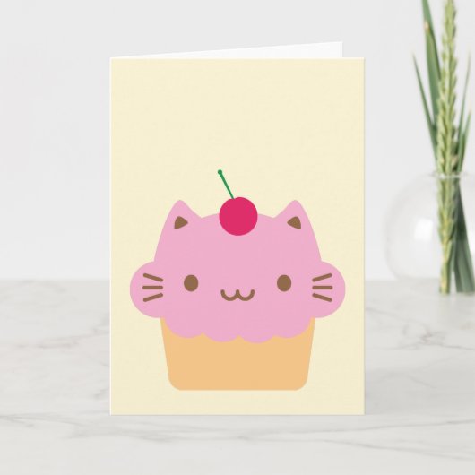 Cute Cat Cupcake Kaart (Voorkant)
