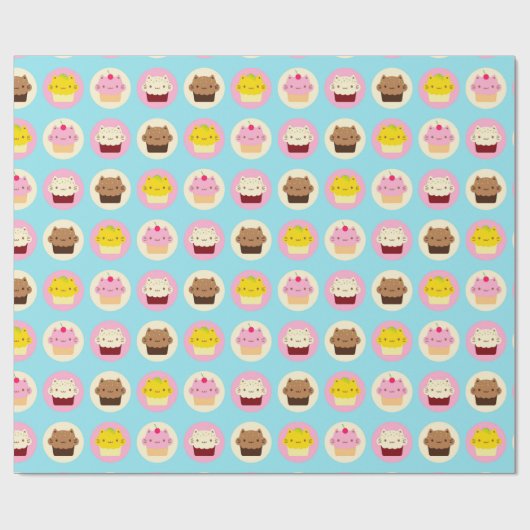 Cute Cat Cupcakes Cadeaupapier (Vlak)