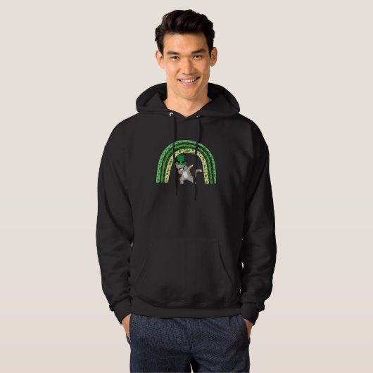 Cute cat dabbing St Patrick s day rainbow Hoodie (Voorkant volledig)