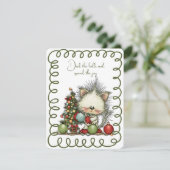 Cute Cat Decorating the Christmas Tree Feestdagenkaart (Staand voorkant)