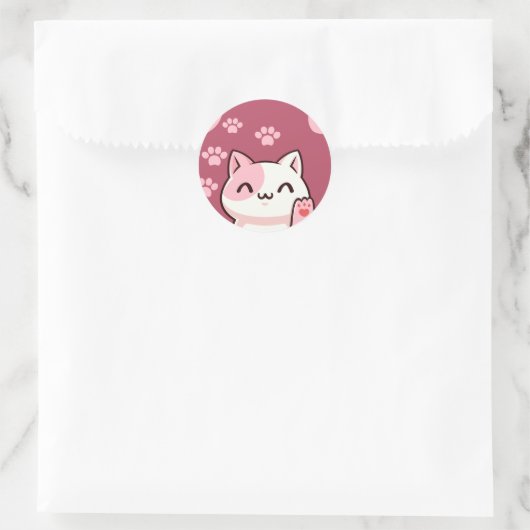 Cute Cat Design  Ronde Sticker (Tas)