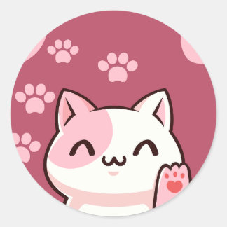 Cute Cat Design  Ronde Sticker