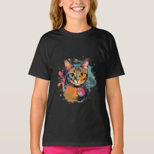 cute cat design  t-shirt (Voorkant)