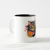 cute cat design tweekleurige koffiemok (Voorkant links)