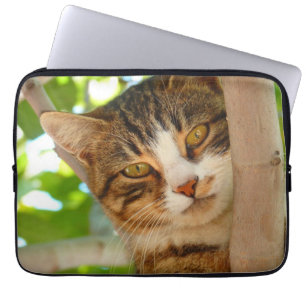Cute Cat die een boom klimt Laptop Sleeve