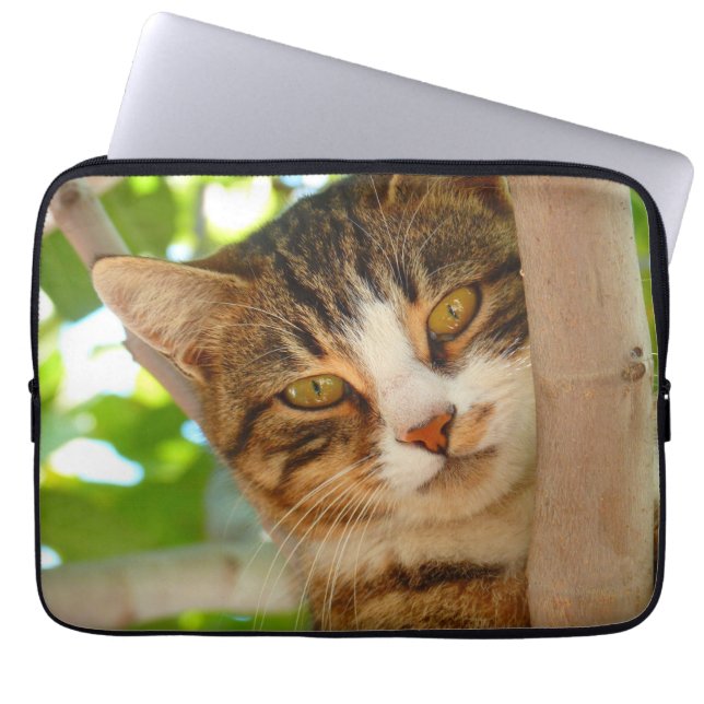Cute Cat die een boom klimt Laptop Sleeve (Voorkant)