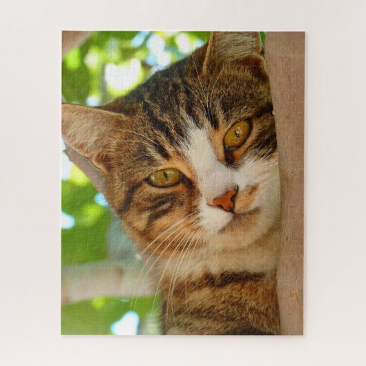 Cute Cat die een boom klimt Legpuzzel (Verticaal)