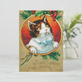  Cute Cat die je een prettige kerst geeft Feestdagenkaart (Staand voorkant)
