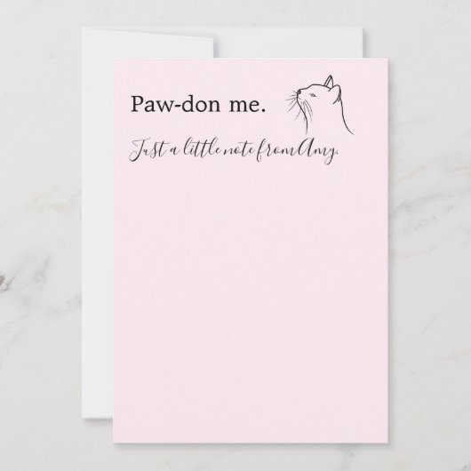 Cute cat die "Pardon me" roze vraagt Notitiekaartje (Voorkant)