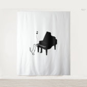 Cute Cat die Piano Funny Musician Art speelt Wandkleed (Voorkant)