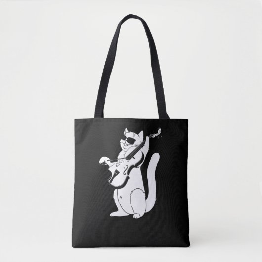 Cute Cat die Violin String Instrument Musician spe Tote Bag (Voorkant)
