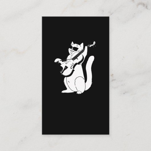 Cute Cat die Violin String Instrument Musician spe Visitekaartje (Voorkant)