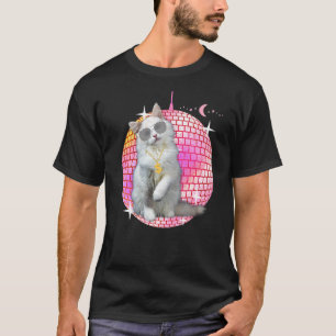 Cute Cat Disco Retro Techno Dj Cat Party T-shirt