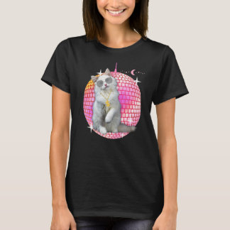 Cute Cat Disco Retro Techno Dj Cat Party T-shirt