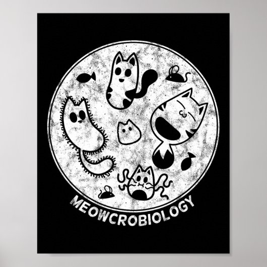 Cute Cat Distress Bacteria Microbiology Science Poster (Voorkant)
