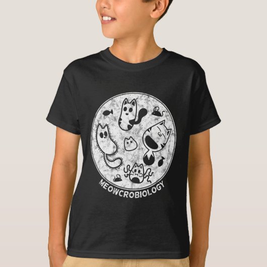 Cute Cat Distress Bacteria Microbiology Science T-shirt (Voorkant)