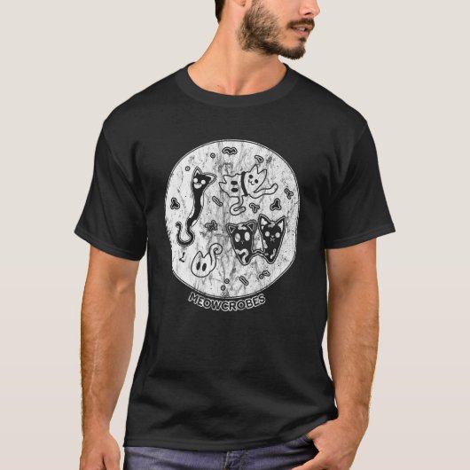 Cute Cat Distress Bacteria Microbiology Science T-shirt (Voorkant)