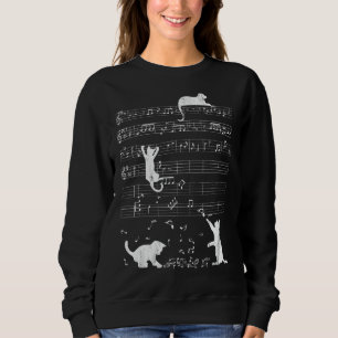 Cute Cat Distress Muzieknoten Kat Piano Musici Trui