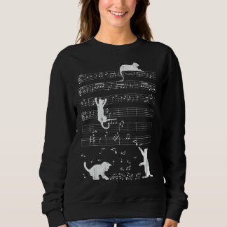Cute Cat Distress Muzieknoten Kat Piano Musici Trui