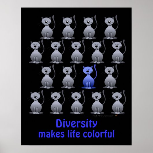 Cute Cat Diversity Poster voor kinderen Motivatie (Voorkant)