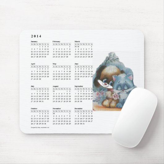Cute cat & dog agenda mousepad muismat (Met muis)