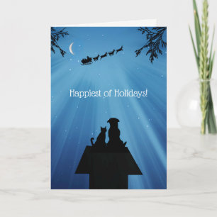 Cute Cat Dog Prettige feestdagen Kerstmis Kaart