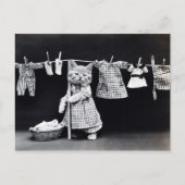 Cute Cat Doing Laundry in Clothes  Print Briefkaart (Voorkant)