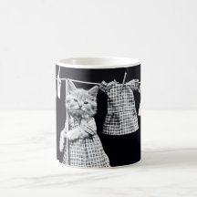 Cute Cat Doing Laundry in Clothes Print