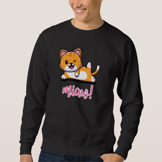 Cute Cat Doing Yoga Funny Yoga Cat Pullover (Voorkant)