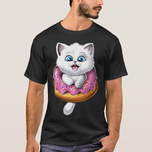 Cute Cat Donut T-shirt (Voorkant)