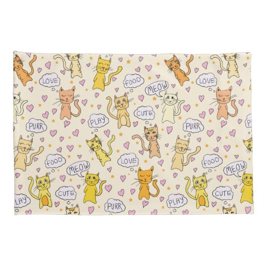 Cute Cat Doodles Pattern Pair Kussensloop (Achterkant-Rechts)