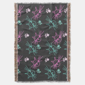 Cute Cat Doodles Pink Blauwgroen Pet Black Deken (Voorkant Verticaal)