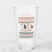 Cute Cat Doodles voor Kerstmis Glas (Achterkant)