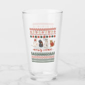 Cute Cat Doodles voor Kerstmis Glas (Voorkant)