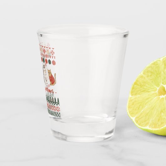 Cute Cat Doodles voor Kerstmis Shot Glas (Rechts)