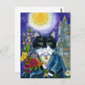 Cute Cat Dracula Vampire Nosferatu Halloween Briefkaart (Voorkant / Achterkant)
