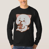Cute Cat Driking Tea with bubbles T-shirt (Voorkant)