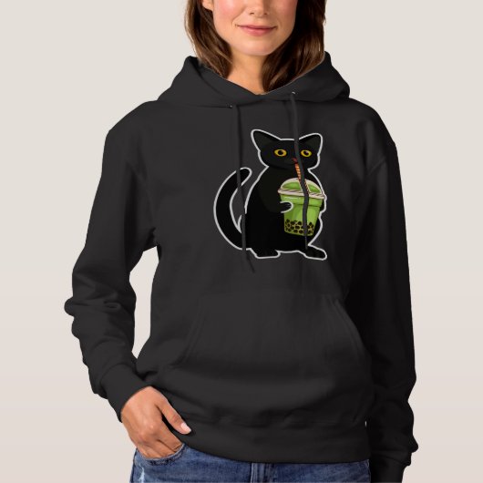 Cute Cat Drinking Tea  Tea  Costume Tea Hoodie (Voorkant)
