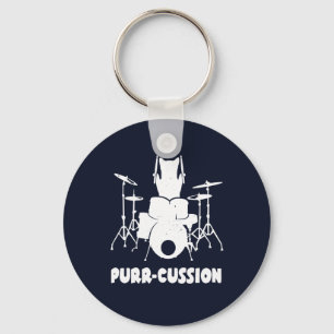 Cute Cat Drummer Spint Cussion Funny Sleutelhanger