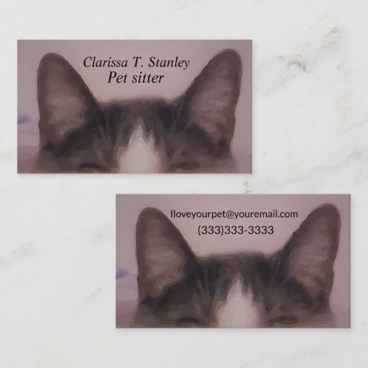 Cute Cat Ears Background Pet Sitter Visitekaartje (Voorkant / Achterkant)