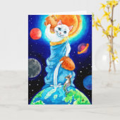 Cute cat Earth Day wenskaart Kaart (Gele Bloem)