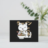 Cute Cat Eating Ramen | Cat en Ramen Lover Briefkaart (Staand voorkant)