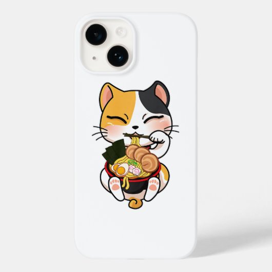 Cute Cat Eating Ramen Japanse voedselkat Lover Case-Mate iPhone Case (Achterkant)